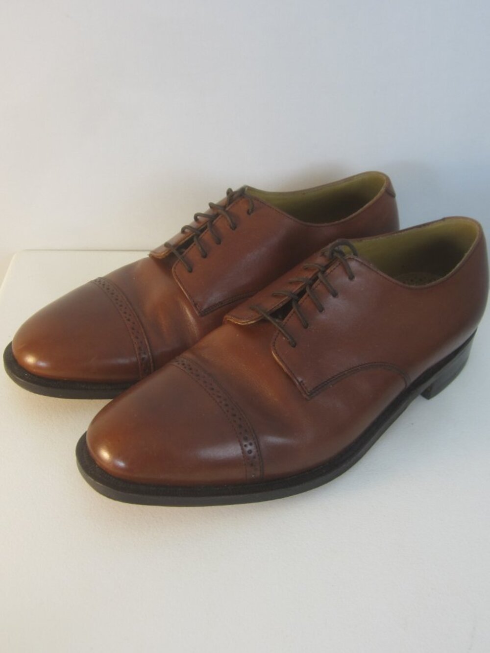 Johnston & Murphy Aristocraft Men 9 E Brown Leather Cap Toe Dress Shoes Classic - Picture 5 of 14